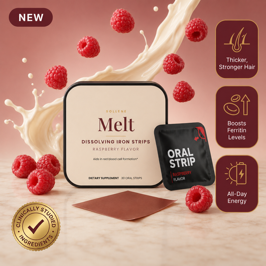Sollene Melt tin with raspberries and a single oral strip